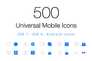 500 Universal Mobile Icons, a Solid Icon by Creative Stall