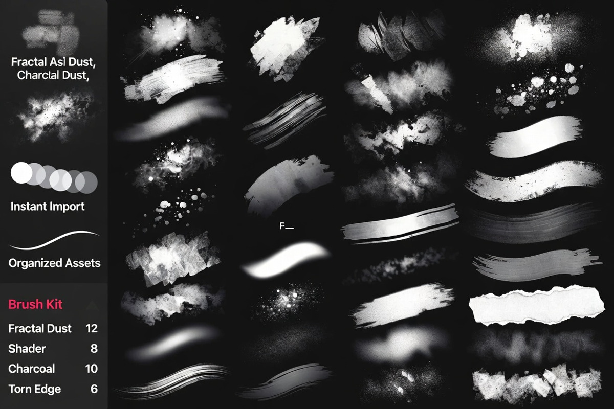 Procreate Grunge Texture Brushes Kit, a Brush Add-On by Dreamanart (Photo 1 of 3)