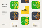 Square Sticker Mockup, a Packaging Mockup by zpackcreative (Thumbnail 1 of 6)