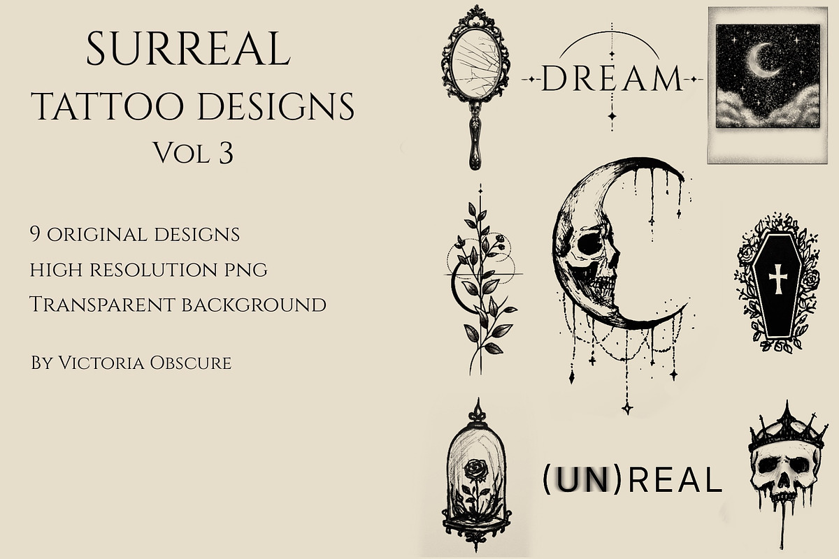 Surreal Tattoo Designs Vol 3, a Decorative Illustration by Victoria Obscure (Photo 1 of 3)