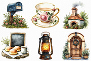 Watercolor English Village Clipart, an Illustration by Craft Nest (Thumbnail 2 of 6)