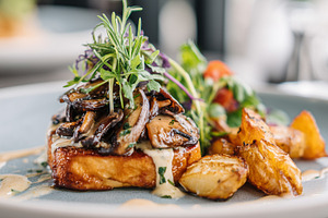 Gourmet creamy mushroom toast, a Food & Drink Photo by MistyDay