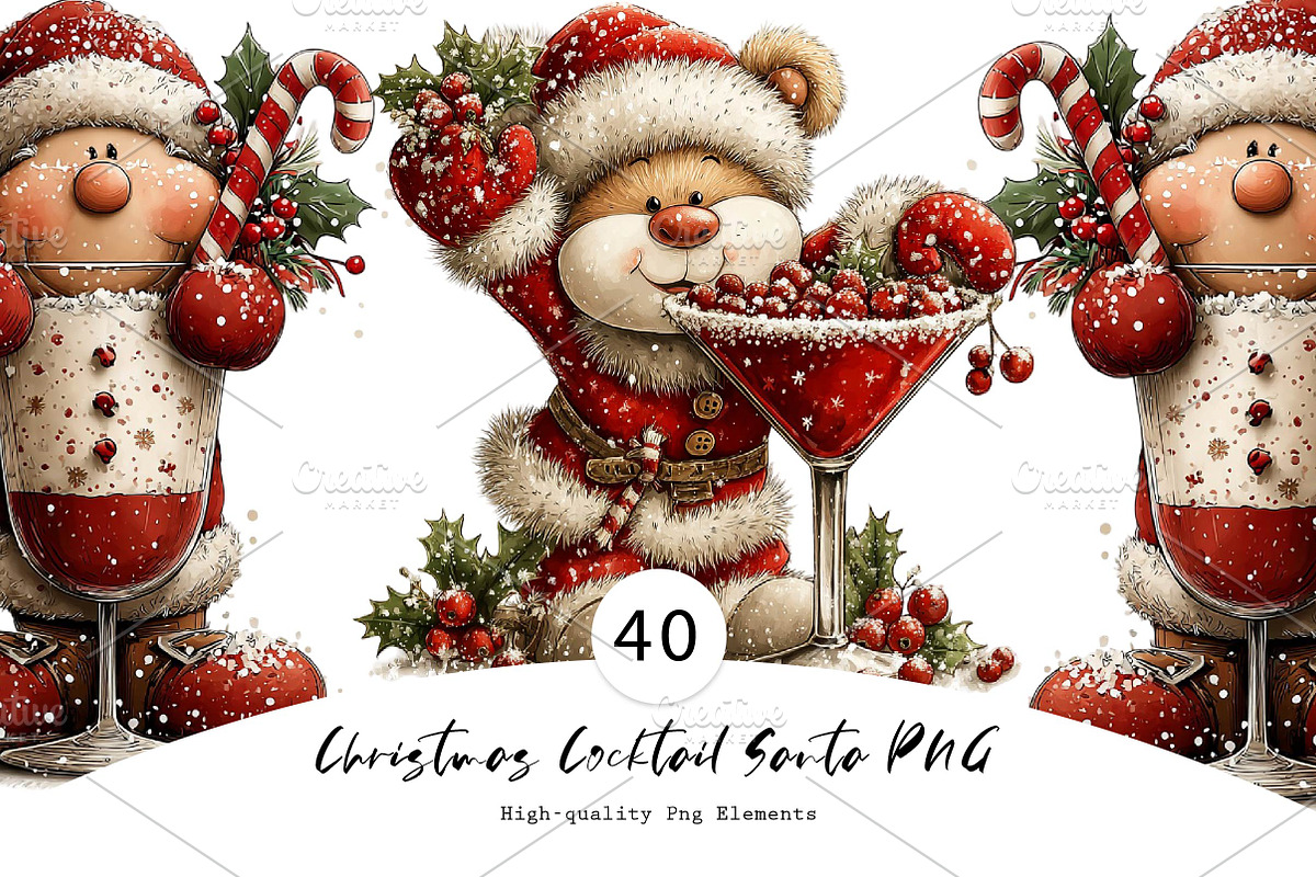 Christmas Cocktail Santa PNG, a Seasonal Illustration by CreationArt (Photo 1 of 7)