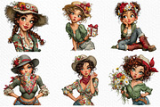 Whimsical Spring Western Girl Clipar, an Illustration by Craft Nest (Thumbnail 5 of 12)