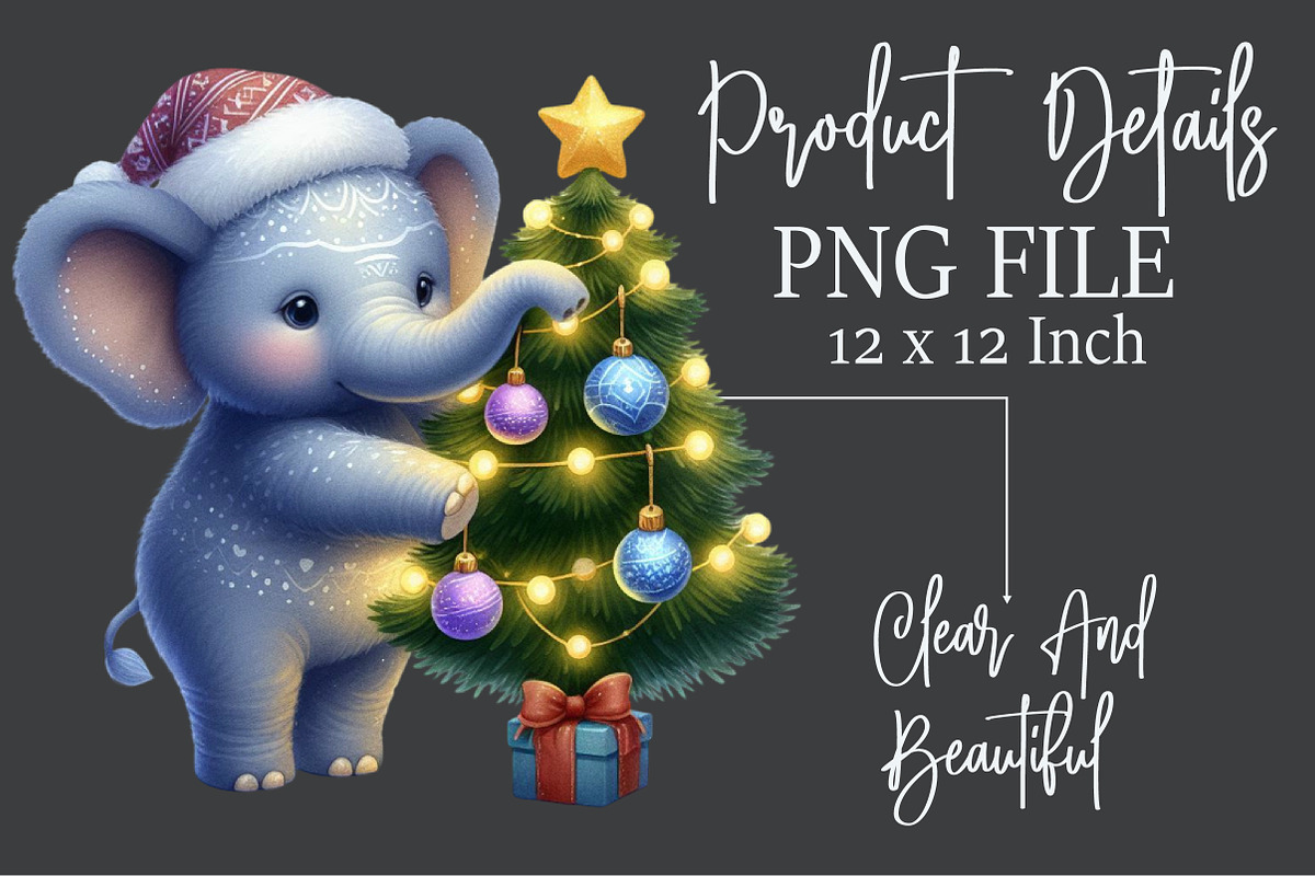 Christmas Elephant Clipart, an Illustration by Rose Art (Photo 4 of 4)