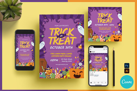 Halloween Trick or Treat Flyer, a Flyer Template by Creativestoree