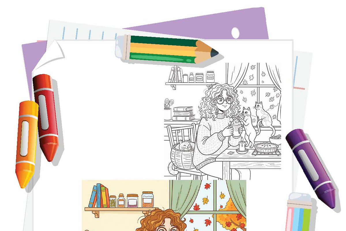 Cat Mom Halloween Coloring Book Page, an Illustration by one-touch (Photo 8 of 8)