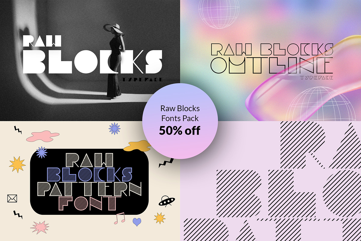 Raw Blocks- Elegant Retro Fonts Pack, a Font by CreativeFolks (Photo 1 of 24)