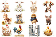 WatercolorCute Farm Clipart, Animals, an Animal Illustration by Designworld (Thumbnail 4 of 7)