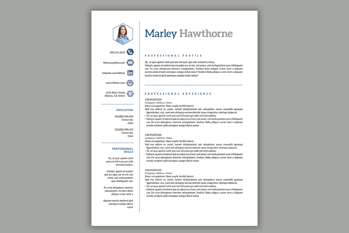 Photo Resume Package + Social Media, a Resume Template by Scribbled Napkin Design (Photo 2 of 4)