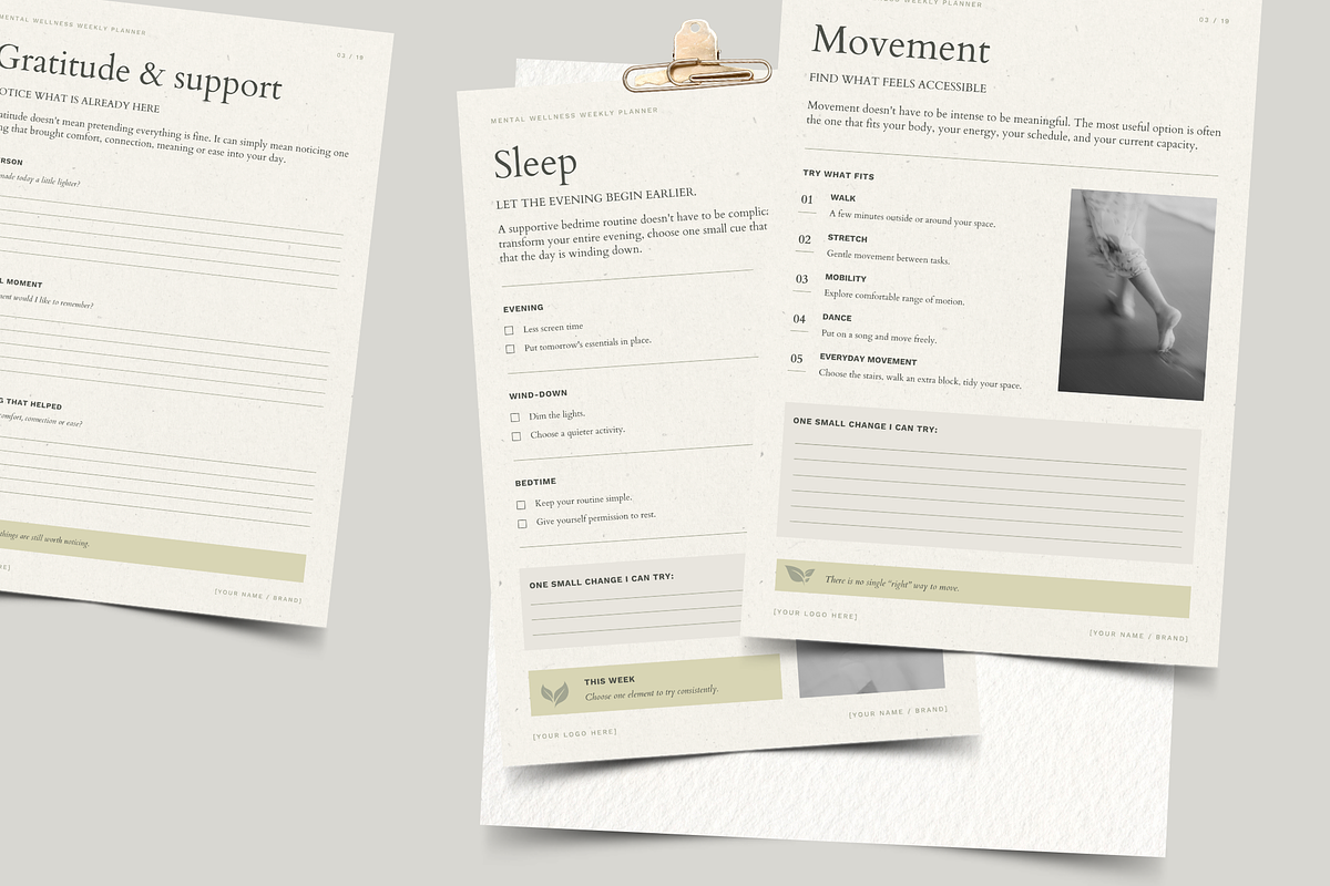 Mental Wellness Weekly Planner, a Marketing Template by Make It Yours Lab. (Photo 7 of 10)