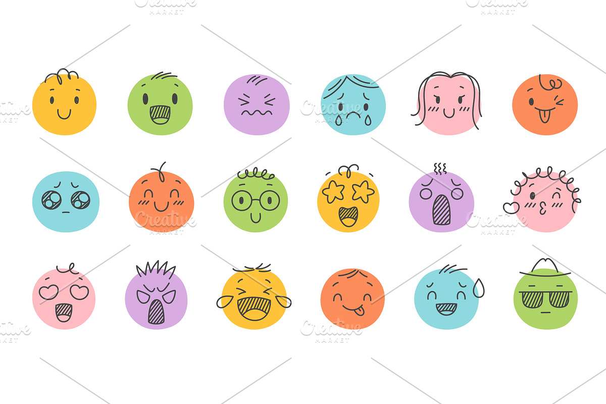 Hand drawn color emoji. Sketchy, a Person Illustration by YummyBuum