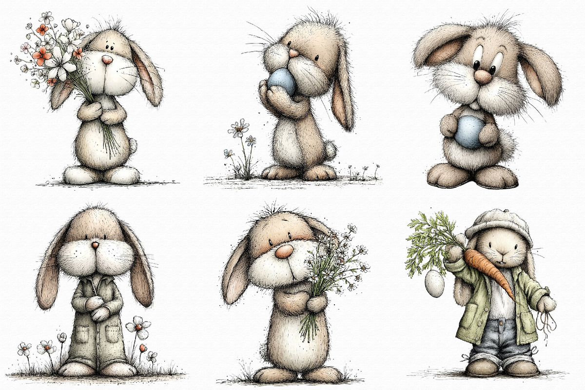Vintage Easter Spring Bunny Clipart, an Illustration by Libby Wishes (Photo 8 of 8)
