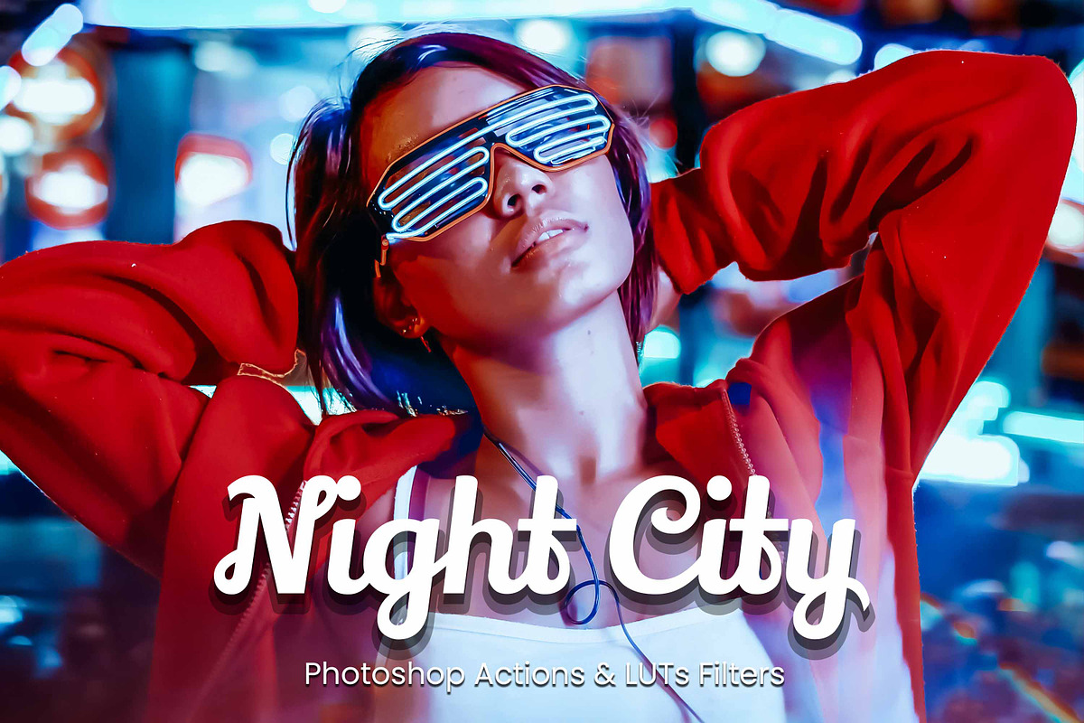 35 Night City Photoshop Action & LUT, an Action Add-On by 3Motional (Photo 1 of 10)