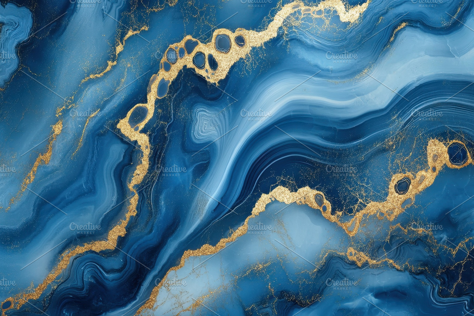 A digital marbled background of blue, a Photo by Pavel_design