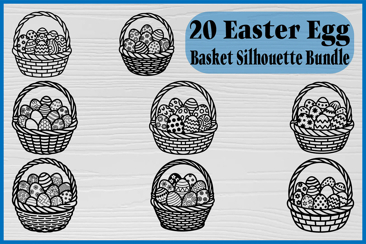 20 Easter Egg Basket Silhouette Set, a Decorative Illustration by Artivon (Photo 1 of 4)