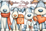 cute-whimsical valentine fluffy dogs, an Illustration by CreationArt (Thumbnail 1 of 5)
