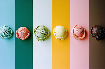 Neatly arranged ice cream scoops, a Food & Drink Photo by Beautiful things