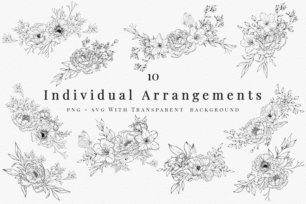Botanical Line Art SVG & PNG Bundle, a Decorative Illustration by AW Studios (Photo 4 of 7)