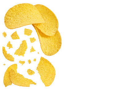 Potato chips isolated on white, a Food & Drink Photo by NataPhoto