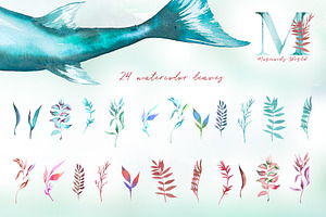 Watercolor Mermaid's World Clipart