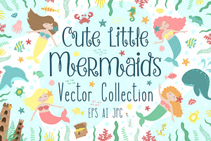 Cute vector little mermaids