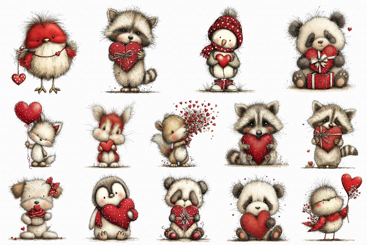 Watercolor Valentine Animals Clipart, an Illustration by Libby Wishes (Photo 2 of 7)
