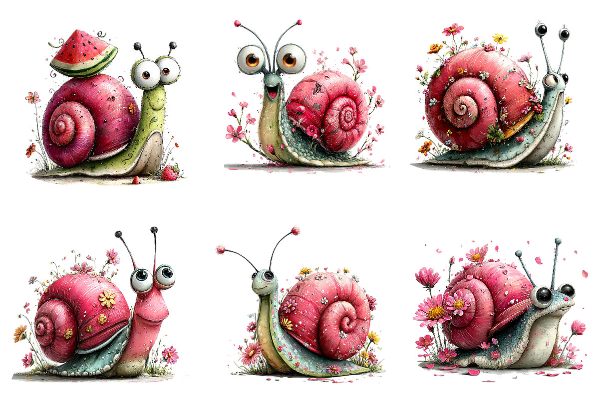 Whimsical Summer Snail Clipart, an Illustration by Dream Creation (Photo 6 of 8)