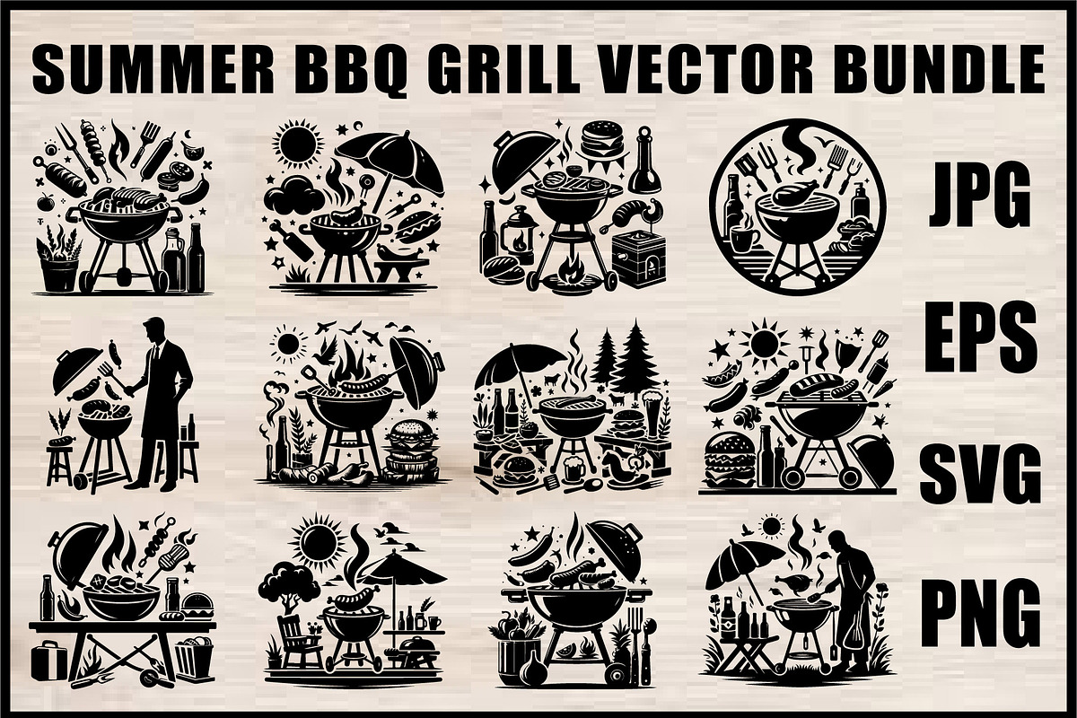 Summer BBQ Grill SVG Set, an Object Graphic by Designer_Momina (Photo 1 of 13)