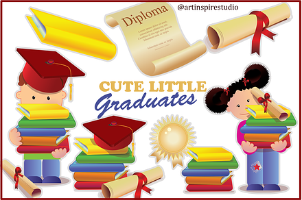 Graduation Clipart Cute Little Kids, an Object Graphic by artinspirestudio
