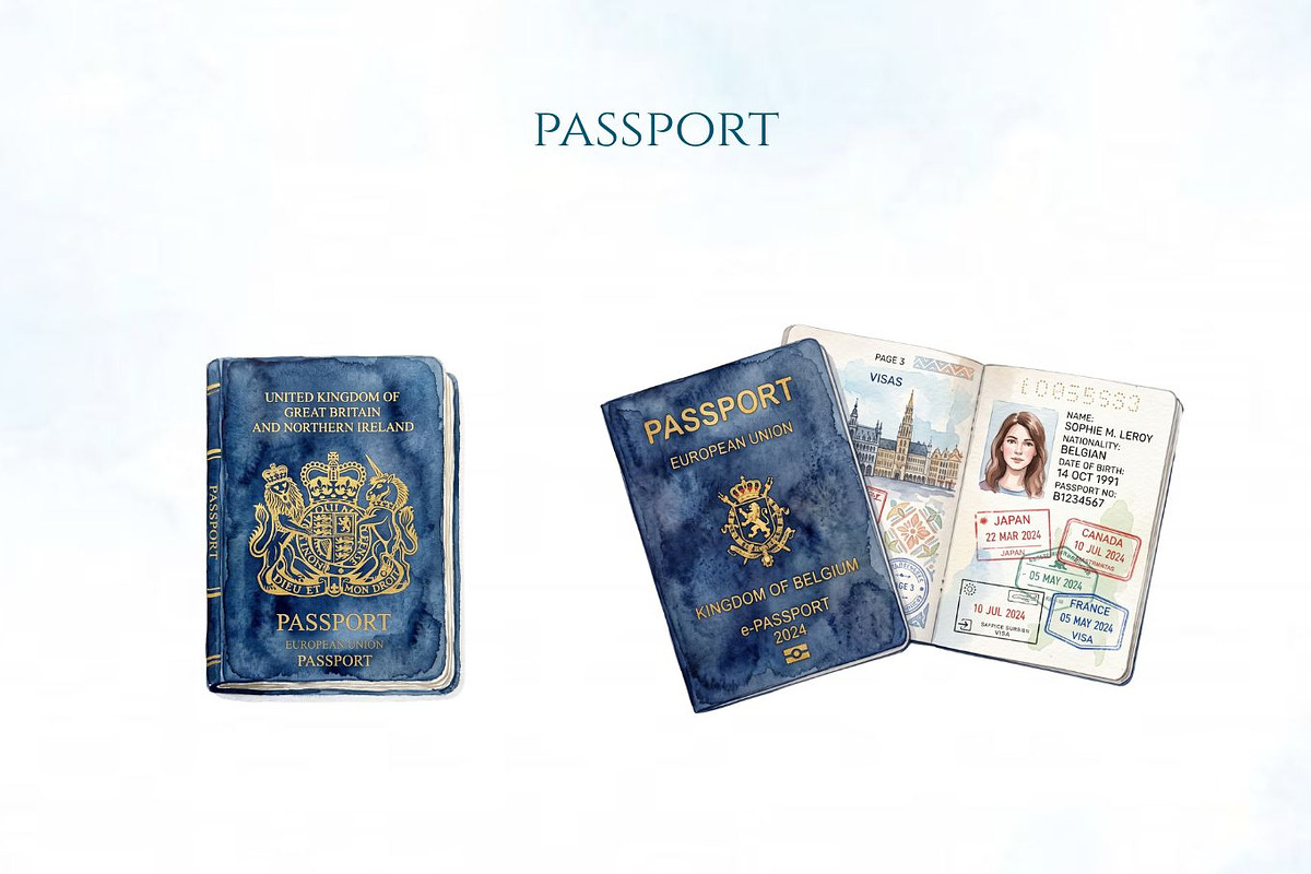 Travel Watercolor Clipart Set, a Decorative Illustration by Arslan (Photo 9 of 17)