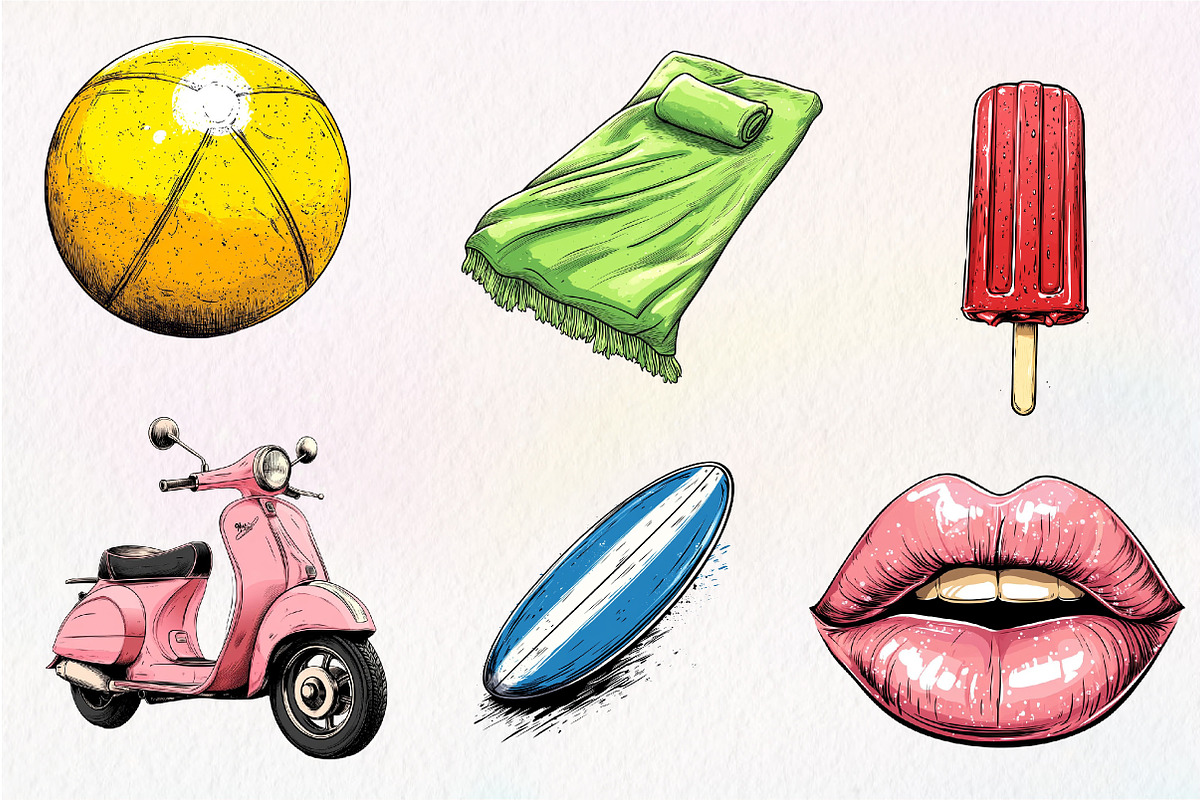 Retro Pop Art Comic Summer Clipart, an Illustration by CreationArt (Photo 4 of 5)