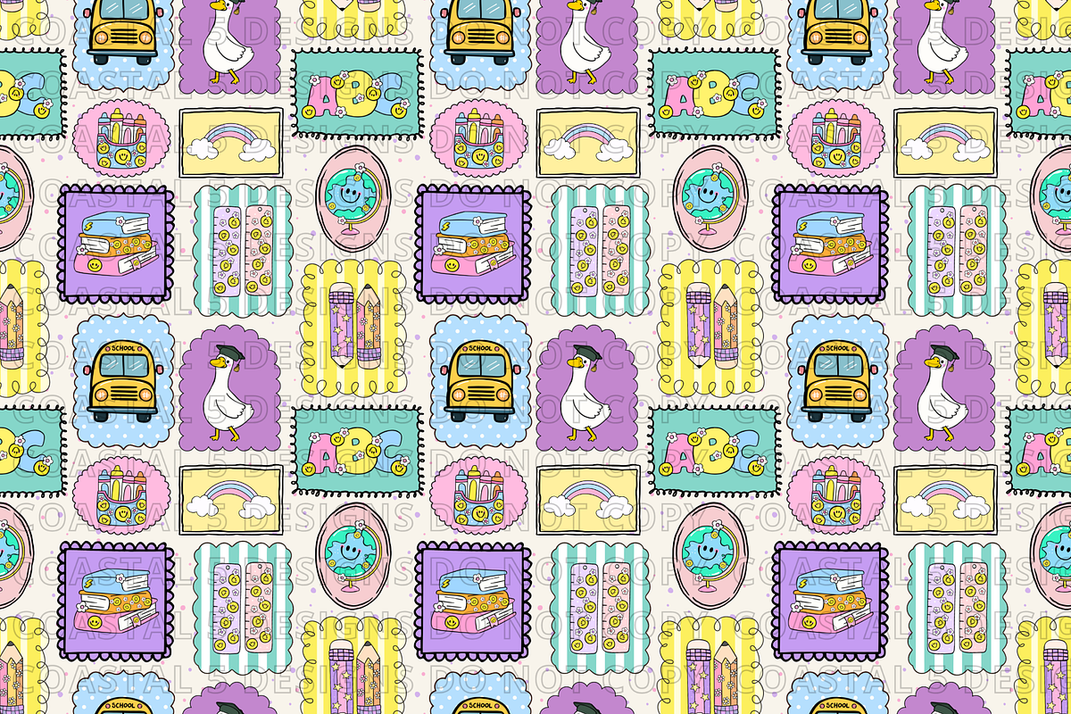 Frames Back to School Seamless, a Pattern Graphic by Coastal 5 Designs (Photo 2 of 3)