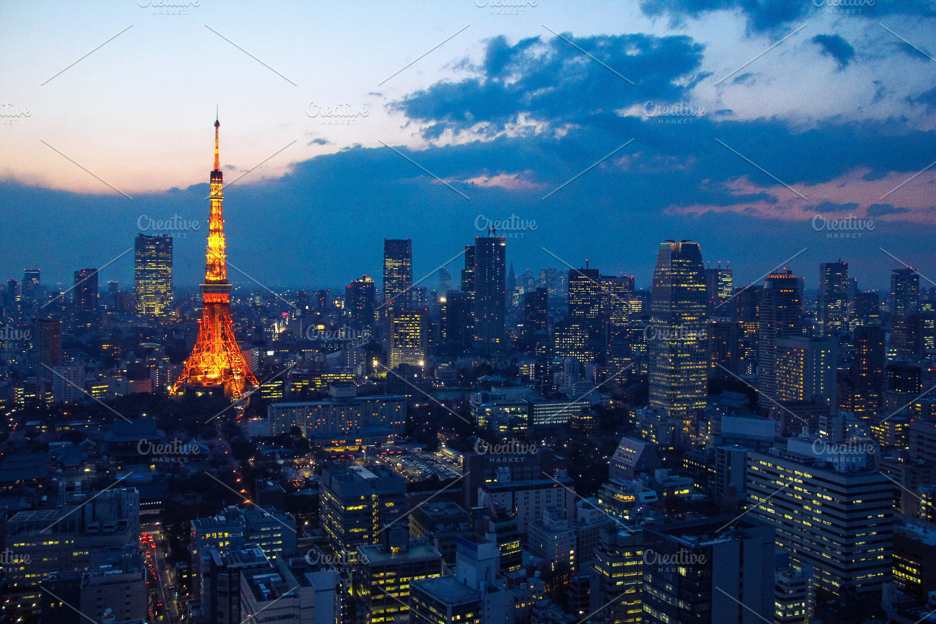 Tokyo tower and cityscape at sunset, an Architecture Photo by BOOCYS