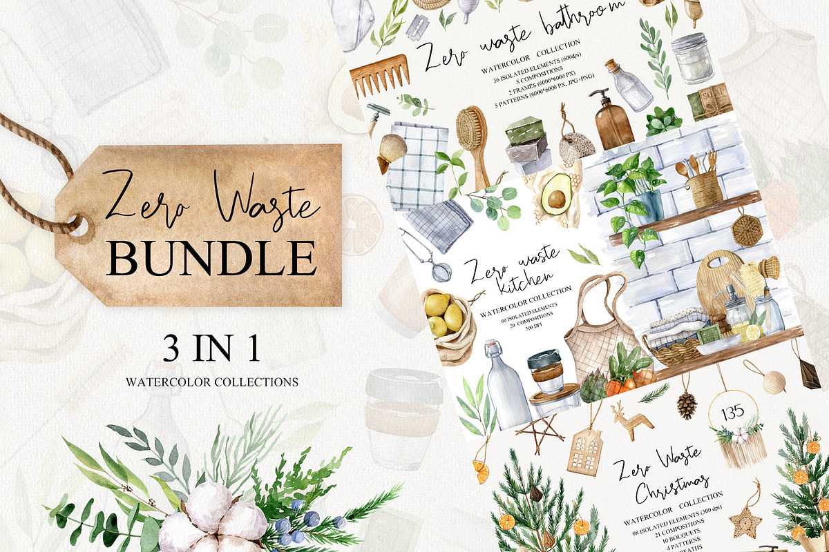 3 in 1 Zero Waste BUNDLE, a Decorative Illustration by Natalia Fedorova (Photo 1 of 31)