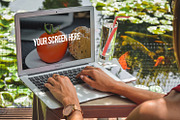 10 Mockups MacBook (pics+PSD), an iPhone Mockup by tydla (Thumbnail 3 of 12)