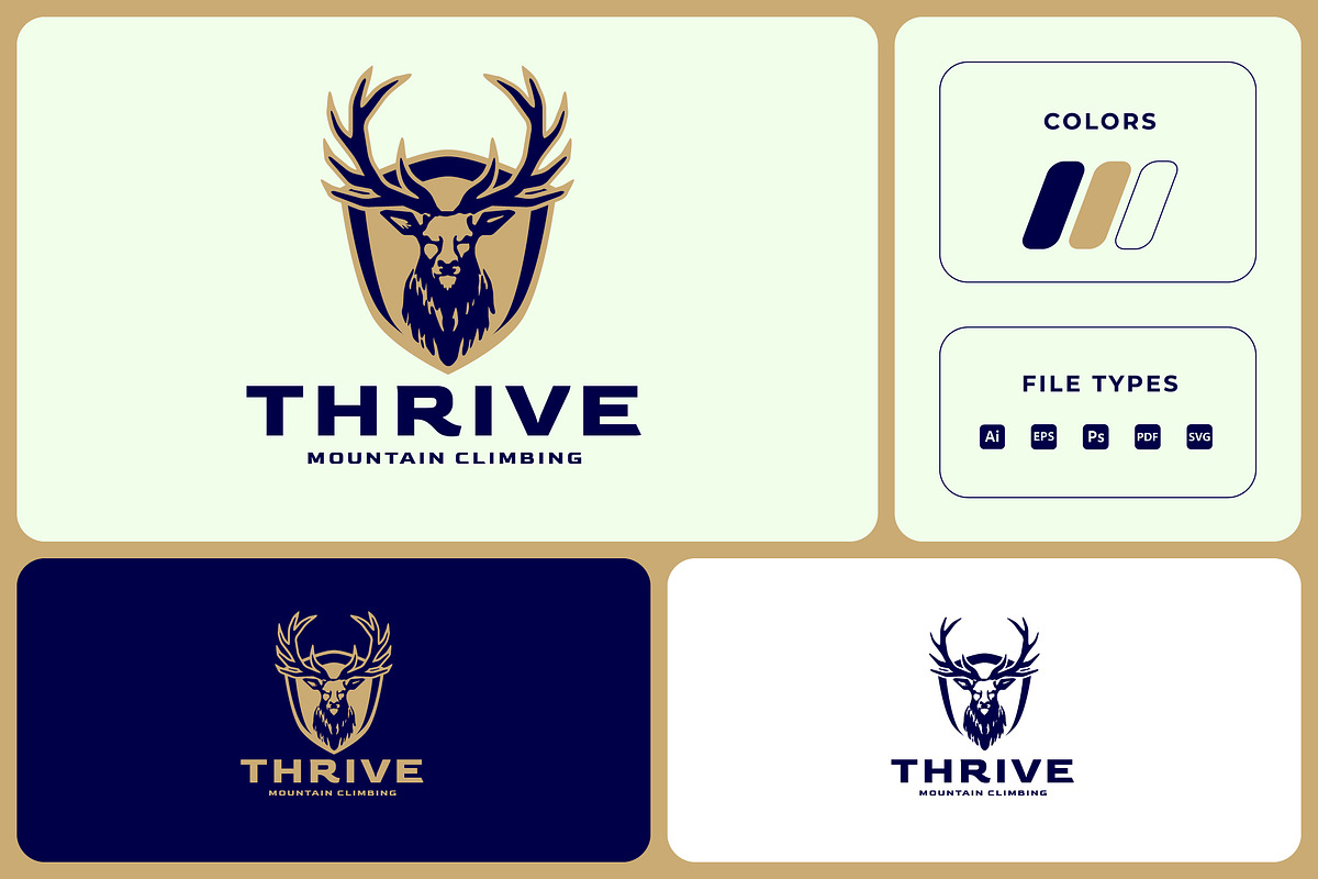Modern Aggressive Stag in Shield Bad, a Branding & Logo Template by Suhandi (Photo 1 of 6)