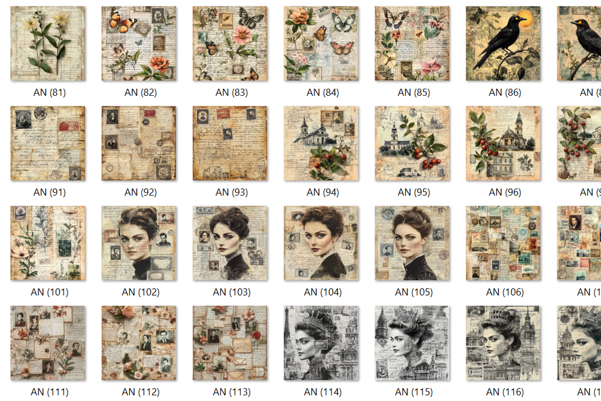 195 Vintage Collage Pages, an Illustration by HubbaDigitals (Photo 4 of 6)