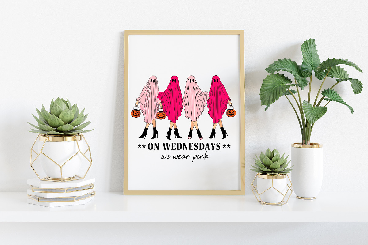 On Wednesdays We Wear Pink Ghost PNG, an Illustration by Craft Nest (Photo 4 of 6)