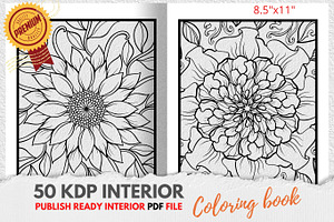 KDP Interiors, Flower Coloring Book