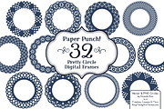 Navy Lace Circle Vector Frames, an Illustration by Amanda Ilkov (Thumbnail 1 of 5)
