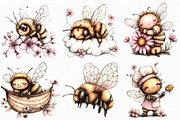 Whimsical Spring Bee Clipart PNG, an Illustration by Libby Wishes (Thumbnail 5 of 5)