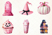 Pastel Pink Halloween PNG Clipart, a Graphic by Libby Wishes (Thumbnail 3 of 6)