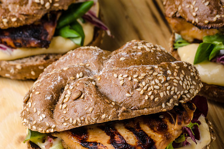 Teriyaki chicken sandwiches containing chicken, teriyaki, and food, a Food & Drink Photo by Stepanek Photography