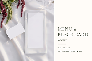 4x9 Menu & 3.5x2 Place Card Mockup