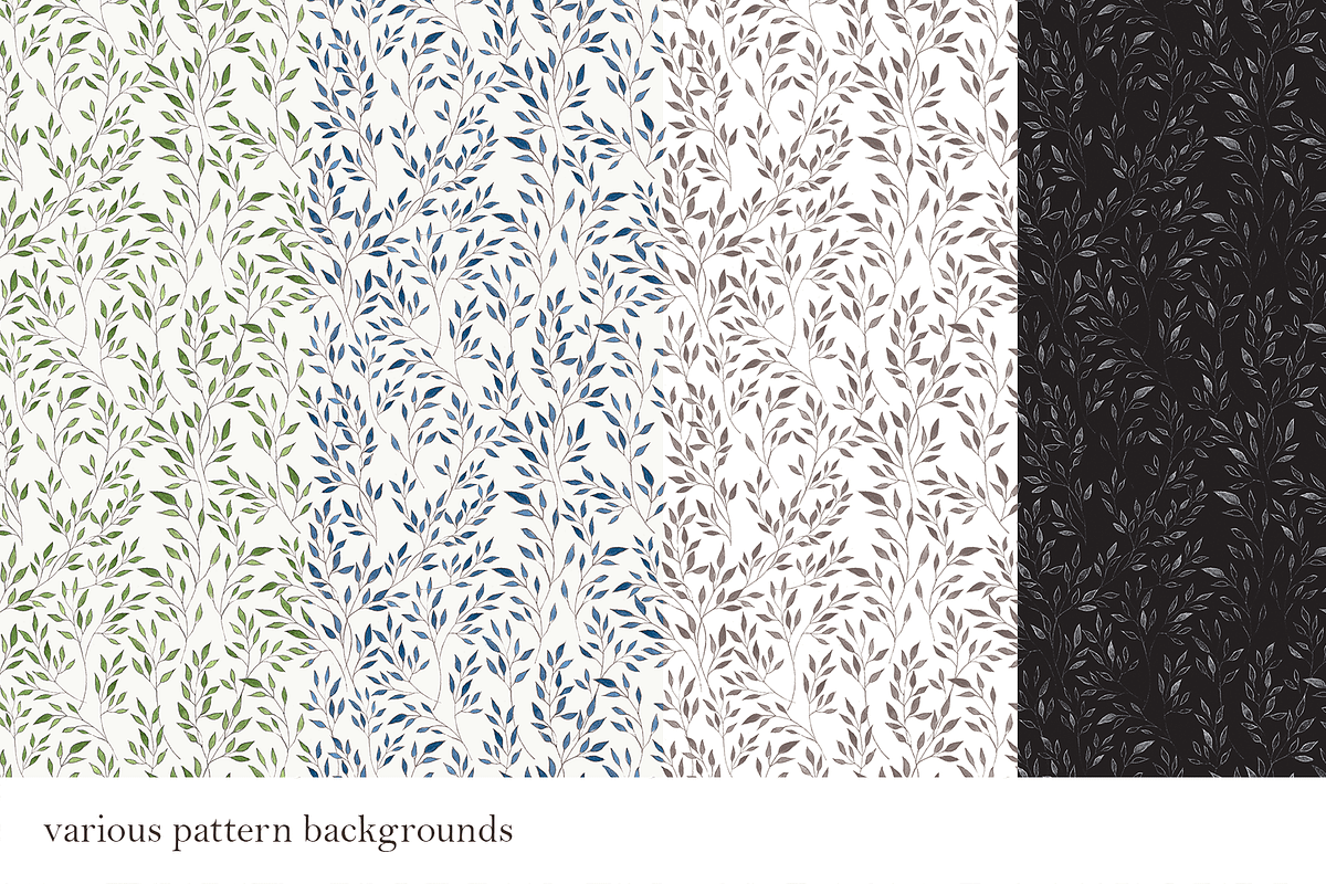 Leaves & Twigs Watercolour Drawing, a Pattern Graphic by elpple (Photo 5 of 5)