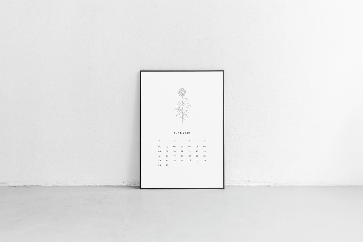 Calendar 2020 Floral Line Art Design, a Templates & Theme by Bordo (Photo 2 of 3)