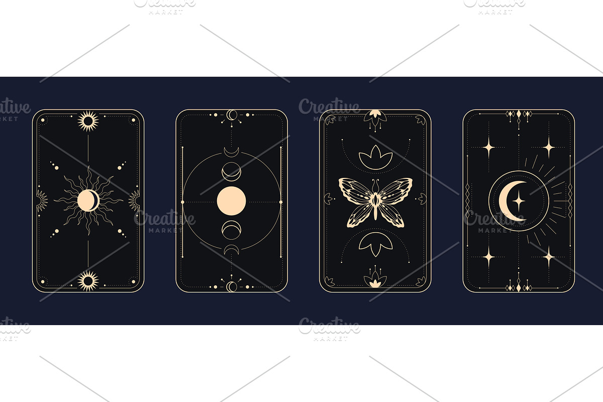 Gold mystical tarot card frames on, a Texture Illustration by art PVP - market
