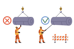 Safety in workplace. Correct and, an Illustration by Vectorbuum