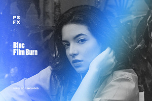 Blue Film Burn Photo Effect